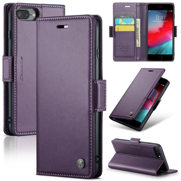 CaseMe 023 ซองใส่โทรศัพท์หนังกันขโมยหัวเข็มขัดลายลิ้นจี่ลายผีเสื้อ, For iPhone 11 Pro, For iPhone 11 Pro Max, For iPhone XS Max, For iPhone XS, For iPhone XR, For iPhone SE 2022/SE 2020/6/7/8, For iPhone 6 Plus/7 Plus/8 Plus