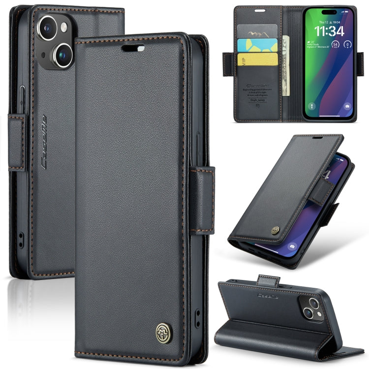 CaseMe 023 ซองใส่โทรศัพท์หนังกันขโมยหัวเข็มขัดลายลิ้นจี่ลายผีเสื้อ, For iPhone 14, For iPhone 15 Pro Max, For iPhone 14 Plus, For iPhone 15 Pro, For iPhone 14 Pro, For iPhone 15 Plus, For iPhone 14 Pro Max, For iPhone 15