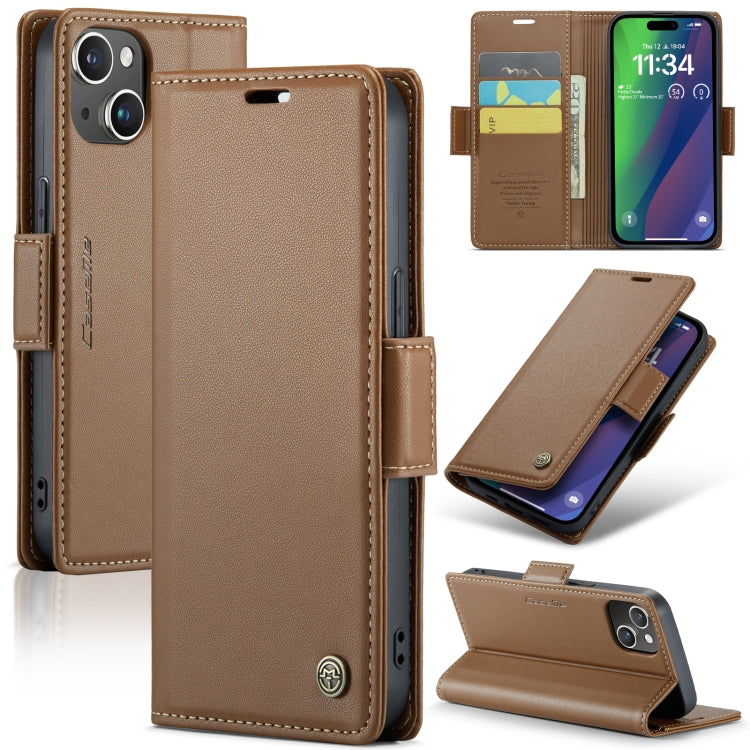 CaseMe 023 ซองใส่โทรศัพท์หนังกันขโมยหัวเข็มขัดลายลิ้นจี่ลายผีเสื้อ, For iPhone 14, For iPhone 15 Pro Max, For iPhone 14 Plus, For iPhone 15 Pro, For iPhone 14 Pro, For iPhone 15 Plus, For iPhone 14 Pro Max, For iPhone 15