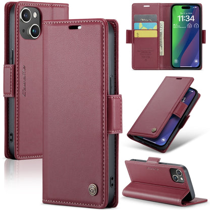 CaseMe 023 ซองใส่โทรศัพท์หนังกันขโมยหัวเข็มขัดลายลิ้นจี่ลายผีเสื้อ, For iPhone 14, For iPhone 15 Pro Max, For iPhone 14 Plus, For iPhone 15 Pro, For iPhone 14 Pro, For iPhone 15 Plus, For iPhone 14 Pro Max, For iPhone 15