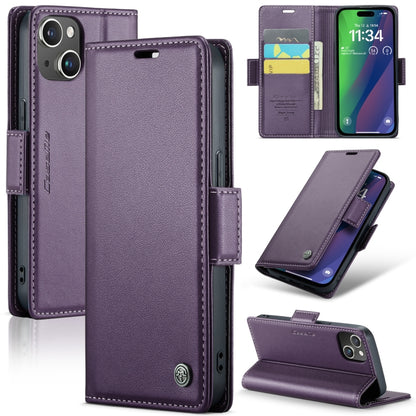 CaseMe 023 ซองใส่โทรศัพท์หนังกันขโมยหัวเข็มขัดลายลิ้นจี่ลายผีเสื้อ, For iPhone 14, For iPhone 15 Pro Max, For iPhone 14 Plus, For iPhone 15 Pro, For iPhone 14 Pro, For iPhone 15 Plus, For iPhone 14 Pro Max, For iPhone 15
