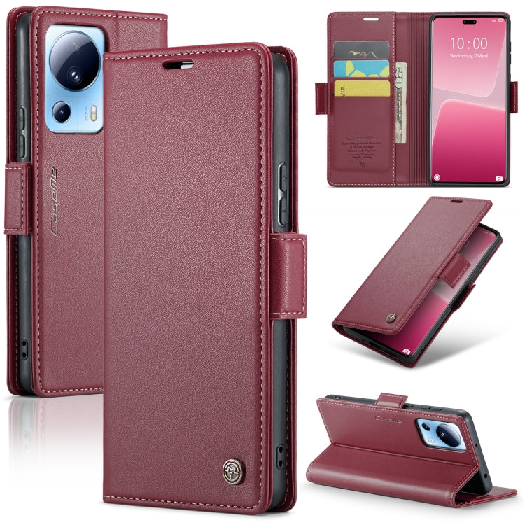 CaseMe 023 ซองใส่โทรศัพท์หนังกันขโมยหัวเข็มขัดลายลิ้นจี่ลายผีเสื้อ, For Xiaomi Poco X5 Pro 5G, For Xiaomi Poco X5 5G, For Xiaomi Redmi 11A/12C, For Xiaomi 13 Lite, For Xiaomi 13 Pro, For Xiaomi 13, For Xiaomi 12T /12T Pro/Redmi K50 Ultra               ...
