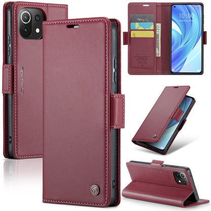 CaseMe 023 ซองใส่โทรศัพท์หนังกันขโมยหัวเข็มขัดลายลิ้นจี่ลายผีเสื้อ, For Xiaomi Redmi Note 11 Pro 5G Global, For Xiaomi Redmi Note 11 4G Global, For Xiaomi 11T / 11T Pro, For Xiaomi Mi 11 Lite, For Xiaomi Mi 10T 5G／10T Pro 5G                            ...