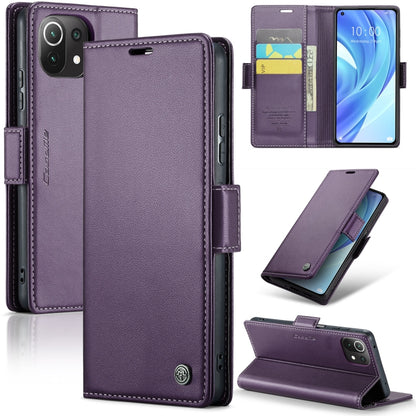CaseMe 023 ซองใส่โทรศัพท์หนังกันขโมยหัวเข็มขัดลายลิ้นจี่ลายผีเสื้อ, For Xiaomi Redmi Note 11 Pro 5G Global, For Xiaomi Redmi Note 11 4G Global, For Xiaomi 11T / 11T Pro, For Xiaomi Mi 11 Lite, For Xiaomi Mi 10T 5G／10T Pro 5G                            ...