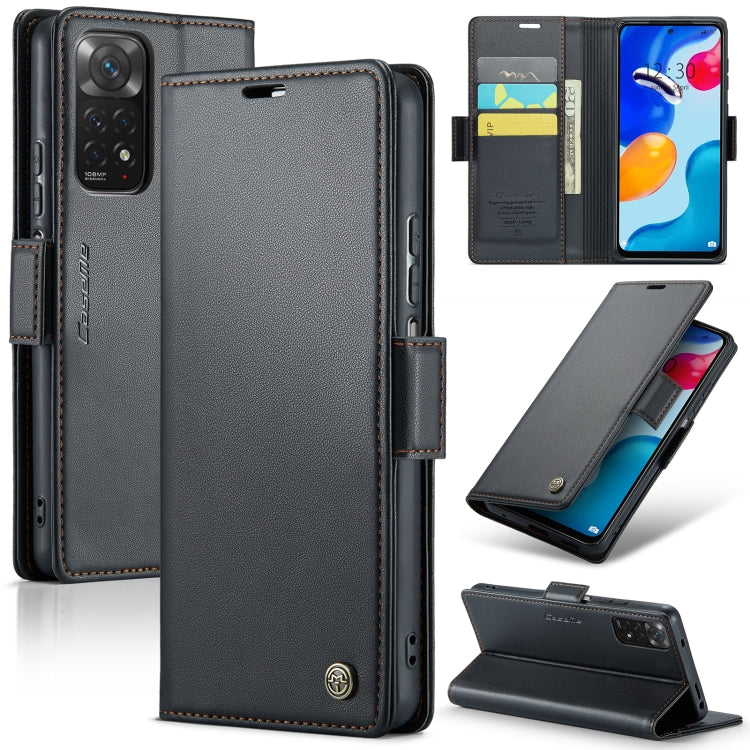 CaseMe 023 ซองใส่โทรศัพท์หนังกันขโมยหัวเข็มขัดลายลิ้นจี่ลายผีเสื้อ, For Xiaomi Redmi Note 11 Pro 5G Global, For Xiaomi Redmi Note 11 4G Global, For Xiaomi 11T / 11T Pro, For Xiaomi Mi 11 Lite, For Xiaomi Mi 10T 5G／10T Pro 5G                            ...