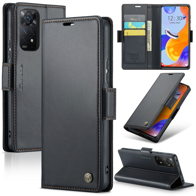 CaseMe 023 ซองใส่โทรศัพท์หนังกันขโมยหัวเข็มขัดลายลิ้นจี่ลายผีเสื้อ, For Xiaomi Redmi Note 11 Pro 5G Global, For Xiaomi Redmi Note 11 4G Global, For Xiaomi 11T / 11T Pro, For Xiaomi Mi 11 Lite, For Xiaomi Mi 10T 5G／10T Pro 5G                            ...