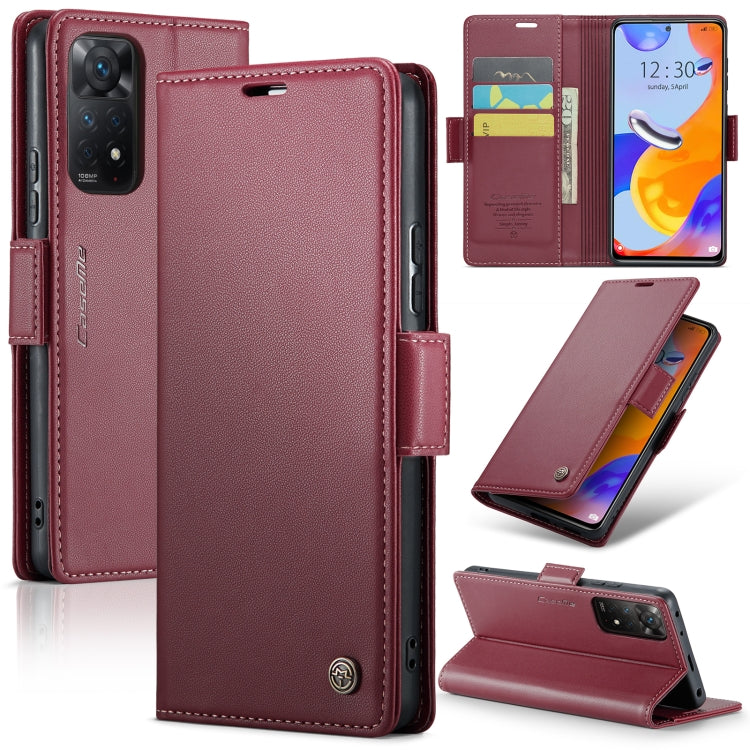 CaseMe 023 ซองใส่โทรศัพท์หนังกันขโมยหัวเข็มขัดลายลิ้นจี่ลายผีเสื้อ, For Xiaomi Redmi Note 11 Pro 5G Global, For Xiaomi Redmi Note 11 4G Global, For Xiaomi 11T / 11T Pro, For Xiaomi Mi 11 Lite, For Xiaomi Mi 10T 5G／10T Pro 5G                            ...
