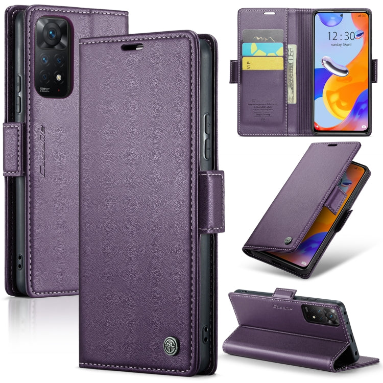 CaseMe 023 ซองใส่โทรศัพท์หนังกันขโมยหัวเข็มขัดลายลิ้นจี่ลายผีเสื้อ, For Xiaomi Redmi Note 11 Pro 5G Global, For Xiaomi Redmi Note 11 4G Global, For Xiaomi 11T / 11T Pro, For Xiaomi Mi 11 Lite, For Xiaomi Mi 10T 5G／10T Pro 5G                            ...