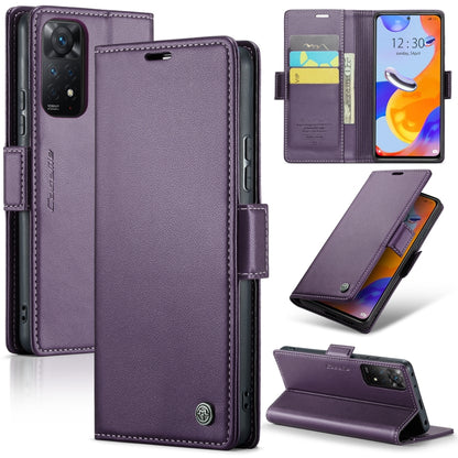 CaseMe 023 ซองใส่โทรศัพท์หนังกันขโมยหัวเข็มขัดลายลิ้นจี่ลายผีเสื้อ, For Xiaomi Redmi Note 11 Pro 5G Global, For Xiaomi Redmi Note 11 4G Global, For Xiaomi 11T / 11T Pro, For Xiaomi Mi 11 Lite, For Xiaomi Mi 10T 5G／10T Pro 5G                            ...