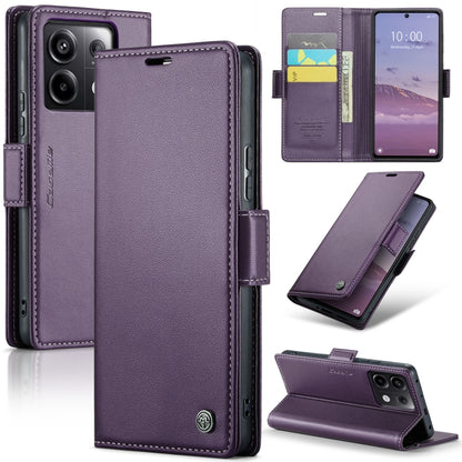 CaseMe 023 ซองใส่โทรศัพท์หนังกันขโมยหัวเข็มขัดลายลิ้นจี่ลายผีเสื้อ, For Xiaomi Redmi Note 13 Pro 4G, For Xiaomi Redmi Note 13 4G, For Xiaomi Redmi 13C 4G / 13C 5G, For Xiaomi Poco C65 4G, For Xiaomi Poco X6 Pro 5G/Redmi K70E 5G, For Xiaomi Poco X6 5G  ...