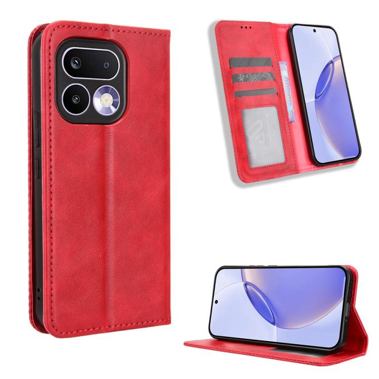 ซองใส่โทรศัพท์หนังพื้นผิวย้อนยุคหัวเข็มขัดแม่เหล็ก, For Realme C100 4G, For Realme C83 5G / P4 Lite 5G, For Realme P4 Power 5G, For Realme Note 80 4G, For Realme 16 5G, For Realme 16 Pro+ 5G, For Realme 16 Pro 5G, For Realme P4x 5G                     ...