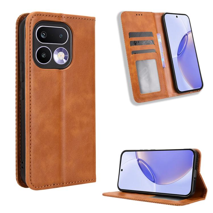 ซองใส่โทรศัพท์หนังพื้นผิวย้อนยุคหัวเข็มขัดแม่เหล็ก, For Realme C100 4G, For Realme C83 5G / P4 Lite 5G, For Realme P4 Power 5G, For Realme Note 80 4G, For Realme 16 5G, For Realme 16 Pro+ 5G, For Realme 16 Pro 5G, For Realme P4x 5G                     ...