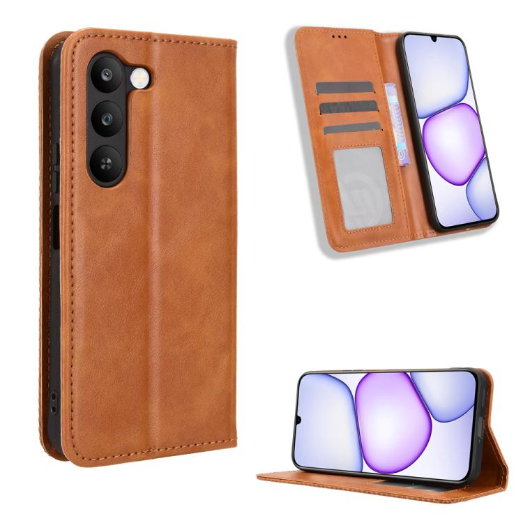 ซองใส่โทรศัพท์หนังพื้นผิวย้อนยุคหัวเข็มขัดแม่เหล็ก, For Realme C100 4G, For Realme C83 5G / P4 Lite 5G, For Realme P4 Power 5G, For Realme Note 80 4G, For Realme 16 5G, For Realme 16 Pro+ 5G, For Realme 16 Pro 5G, For Realme P4x 5G                     ...