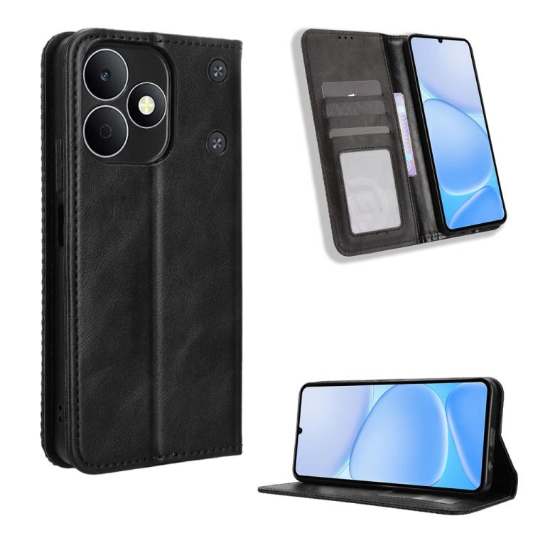 ซองใส่โทรศัพท์หนังพื้นผิวย้อนยุคหัวเข็มขัดแม่เหล็ก, For Realme C100 4G, For Realme C83 5G / P4 Lite 5G, For Realme P4 Power 5G, For Realme Note 80 4G, For Realme 16 5G, For Realme 16 Pro+ 5G, For Realme 16 Pro 5G, For Realme P4x 5G                     ...