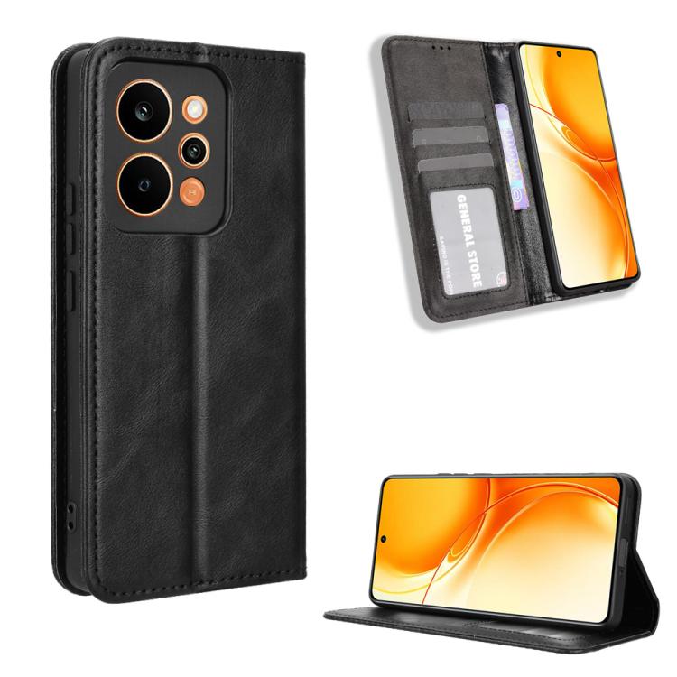 ซองใส่โทรศัพท์หนังพื้นผิวย้อนยุคหัวเข็มขัดแม่เหล็ก, For Realme C100 4G, For Realme C83 5G / P4 Lite 5G, For Realme P4 Power 5G, For Realme Note 80 4G, For Realme 16 5G, For Realme 16 Pro+ 5G, For Realme 16 Pro 5G, For Realme P4x 5G                     ...