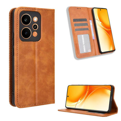 ซองใส่โทรศัพท์หนังพื้นผิวย้อนยุคหัวเข็มขัดแม่เหล็ก, For Realme C100 4G, For Realme C83 5G / P4 Lite 5G, For Realme P4 Power 5G, For Realme Note 80 4G, For Realme 16 5G, For Realme 16 Pro+ 5G, For Realme 16 Pro 5G, For Realme P4x 5G                     ...