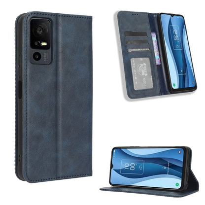 ซองใส่โทรศัพท์หนังพื้นผิวย้อนยุคหัวเข็มขัดแม่เหล็ก, For TCL 50 XL 5G, For TCL 50 5G, For TCL 50 SE 4G, For TCL 501 4G, For TCL 505 4G, For TCL 502, For TCL 40 XE 5G / 40 NxtPaper 5G, For TCL 40 NxtPaper 4G, For TCL 40 XE 5G, For TCL 40 XL, For TCL ION X