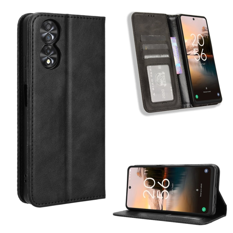 ซองใส่โทรศัพท์หนังพื้นผิวย้อนยุคหัวเข็มขัดแม่เหล็ก, For TCL 50 XL 5G, For TCL 50 5G, For TCL 50 SE 4G, For TCL 501 4G, For TCL 505 4G, For TCL 502, For TCL 40 XE 5G / 40 NxtPaper 5G, For TCL 40 NxtPaper 4G, For TCL 40 XE 5G, For TCL 40 XL, For TCL ION X