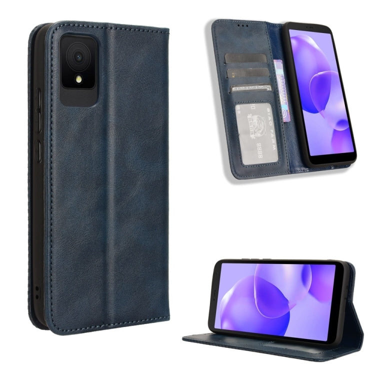 ซองใส่โทรศัพท์หนังพื้นผิวย้อนยุคหัวเข็มขัดแม่เหล็ก, For TCL 50 XL 5G, For TCL 50 5G, For TCL 50 SE 4G, For TCL 501 4G, For TCL 505 4G, For TCL 502, For TCL 40 XE 5G / 40 NxtPaper 5G, For TCL 40 NxtPaper 4G, For TCL 40 XE 5G, For TCL 40 XL, For TCL ION X