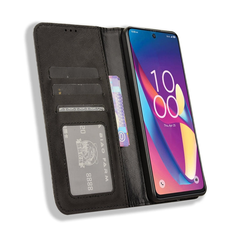 ซองใส่โทรศัพท์หนังพื้นผิวย้อนยุคหัวเข็มขัดแม่เหล็ก, For TCL 50 XL 5G, For TCL 50 5G, For TCL 50 SE 4G, For TCL 501 4G, For TCL 505 4G, For TCL 502, For TCL 40 XE 5G / 40 NxtPaper 5G, For TCL 40 NxtPaper 4G, For TCL 40 XE 5G, For TCL 40 XL, For TCL ION X