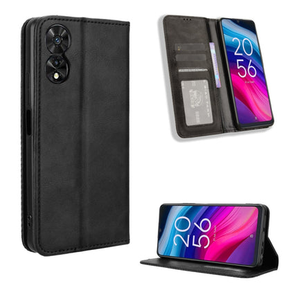 ซองใส่โทรศัพท์หนังพื้นผิวย้อนยุคหัวเข็มขัดแม่เหล็ก, For TCL 50 XL 5G, For TCL 50 5G, For TCL 50 SE 4G, For TCL 501 4G, For TCL 505 4G, For TCL 502, For TCL 40 XE 5G / 40 NxtPaper 5G, For TCL 40 NxtPaper 4G, For TCL 40 XE 5G, For TCL 40 XL, For TCL ION X