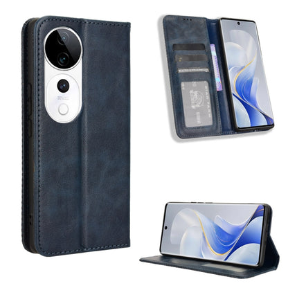 ซองใส่โทรศัพท์หนังพื้นผิวย้อนยุคหัวเข็มขัดแม่เหล็ก, For vivo Y04 4G / Y29s 5G, For vivo V50 5G, For vivo Y19s 4G, For vivo X200 5G, For vivo X200 Pro mini 5G, For vivo X200 Pro 5G, For vivo V40 Lite 4G / 5G IDN, For vivo V40e 5G / iQOO Z9S 5G          ...