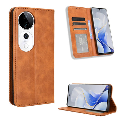 ซองใส่โทรศัพท์หนังพื้นผิวย้อนยุคหัวเข็มขัดแม่เหล็ก, For vivo Y04 4G / Y29s 5G, For vivo V50 5G, For vivo Y19s 4G, For vivo X200 5G, For vivo X200 Pro mini 5G, For vivo X200 Pro 5G, For vivo V40 Lite 4G / 5G IDN, For vivo V40e 5G / iQOO Z9S 5G          ...