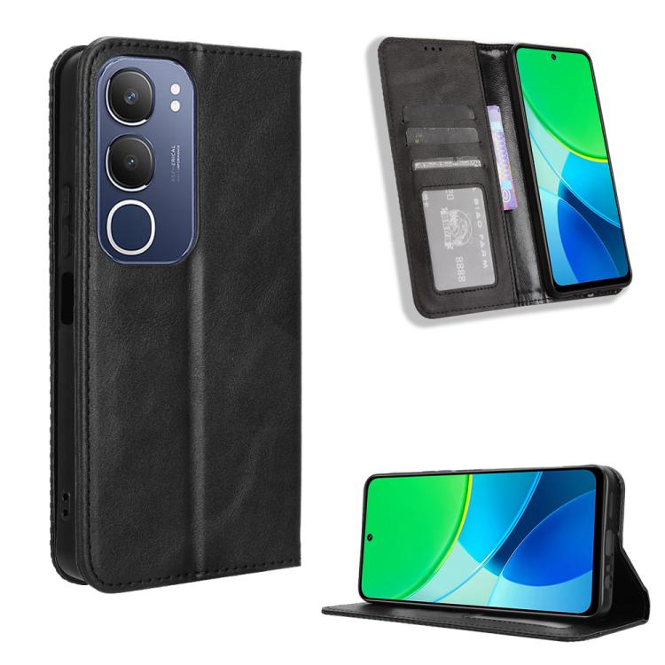ซองใส่โทรศัพท์หนังพื้นผิวย้อนยุคหัวเข็มขัดแม่เหล็ก, For vivo Y04 4G / Y29s 5G, For vivo V50 5G, For vivo Y19s 4G, For vivo X200 5G, For vivo X200 Pro mini 5G, For vivo X200 Pro 5G, For vivo V40 Lite 4G / 5G IDN, For vivo V40e 5G / iQOO Z9S 5G          ...