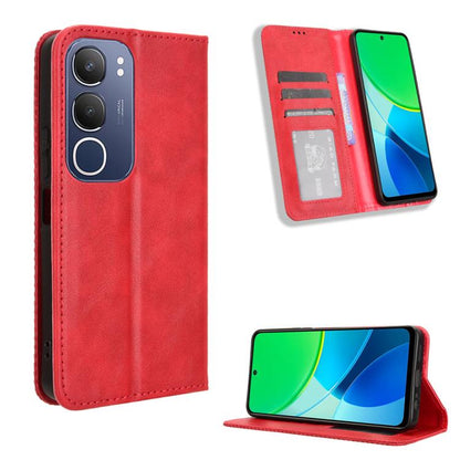 ซองใส่โทรศัพท์หนังพื้นผิวย้อนยุคหัวเข็มขัดแม่เหล็ก, For vivo Y04 4G / Y29s 5G, For vivo V50 5G, For vivo Y19s 4G, For vivo X200 5G, For vivo X200 Pro mini 5G, For vivo X200 Pro 5G, For vivo V40 Lite 4G / 5G IDN, For vivo V40e 5G / iQOO Z9S 5G          ...