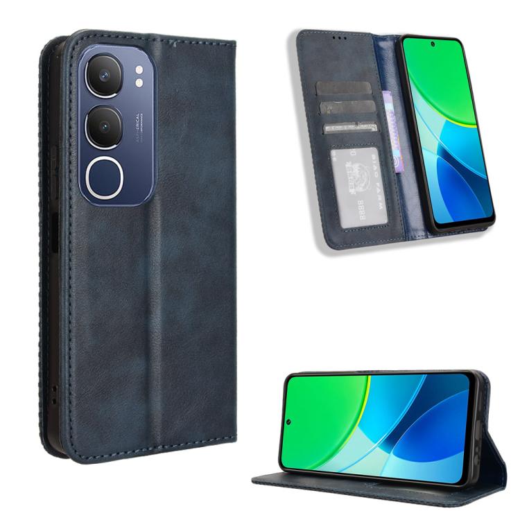 ซองใส่โทรศัพท์หนังพื้นผิวย้อนยุคหัวเข็มขัดแม่เหล็ก, For vivo Y04 4G / Y29s 5G, For vivo V50 5G, For vivo Y19s 4G, For vivo X200 5G, For vivo X200 Pro mini 5G, For vivo X200 Pro 5G, For vivo V40 Lite 4G / 5G IDN, For vivo V40e 5G / iQOO Z9S 5G          ...