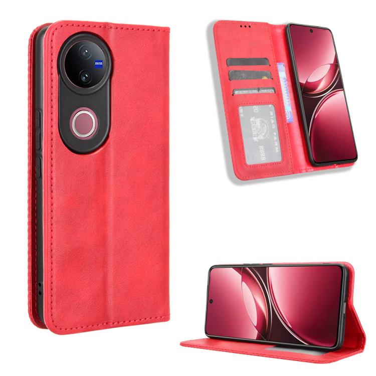 ซองใส่โทรศัพท์หนังพื้นผิวย้อนยุคหัวเข็มขัดแม่เหล็ก, For vivo Y04 4G / Y29s 5G, For vivo V50 5G, For vivo Y19s 4G, For vivo X200 5G, For vivo X200 Pro mini 5G, For vivo X200 Pro 5G, For vivo V40 Lite 4G / 5G IDN, For vivo V40e 5G / iQOO Z9S 5G          ...