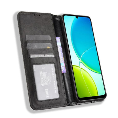 ซองใส่โทรศัพท์หนังพื้นผิวย้อนยุคหัวเข็มขัดแม่เหล็ก, For vivo Y04 4G / Y29s 5G, For vivo V50 5G, For vivo Y19s 4G, For vivo X200 5G, For vivo X200 Pro mini 5G, For vivo X200 Pro 5G, For vivo V40 Lite 4G / 5G IDN, For vivo V40e 5G / iQOO Z9S 5G          ...