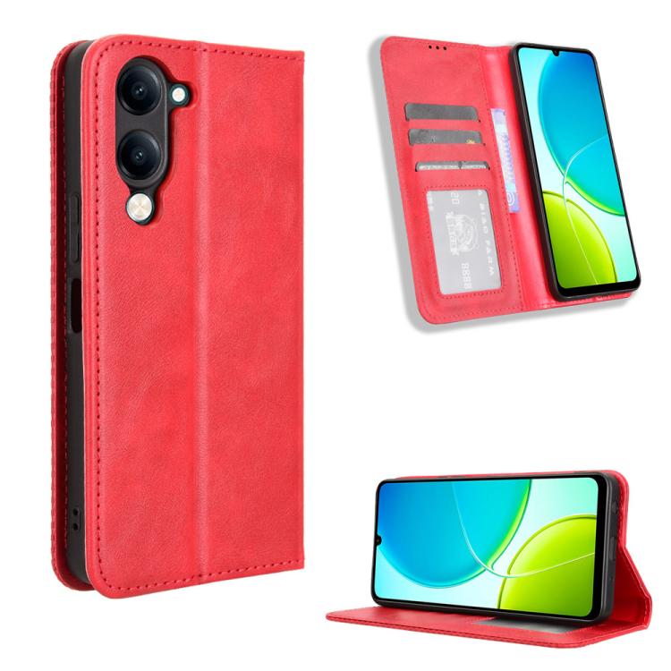 ซองใส่โทรศัพท์หนังพื้นผิวย้อนยุคหัวเข็มขัดแม่เหล็ก, For vivo Y04 4G / Y29s 5G, For vivo V50 5G, For vivo Y19s 4G, For vivo X200 5G, For vivo X200 Pro mini 5G, For vivo X200 Pro 5G, For vivo V40 Lite 4G / 5G IDN, For vivo V40e 5G / iQOO Z9S 5G          ...