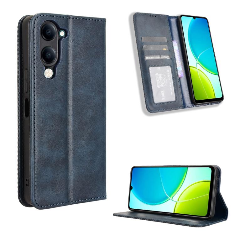 ซองใส่โทรศัพท์หนังพื้นผิวย้อนยุคหัวเข็มขัดแม่เหล็ก, For vivo Y04 4G / Y29s 5G, For vivo V50 5G, For vivo Y19s 4G, For vivo X200 5G, For vivo X200 Pro mini 5G, For vivo X200 Pro 5G, For vivo V40 Lite 4G / 5G IDN, For vivo V40e 5G / iQOO Z9S 5G          ...