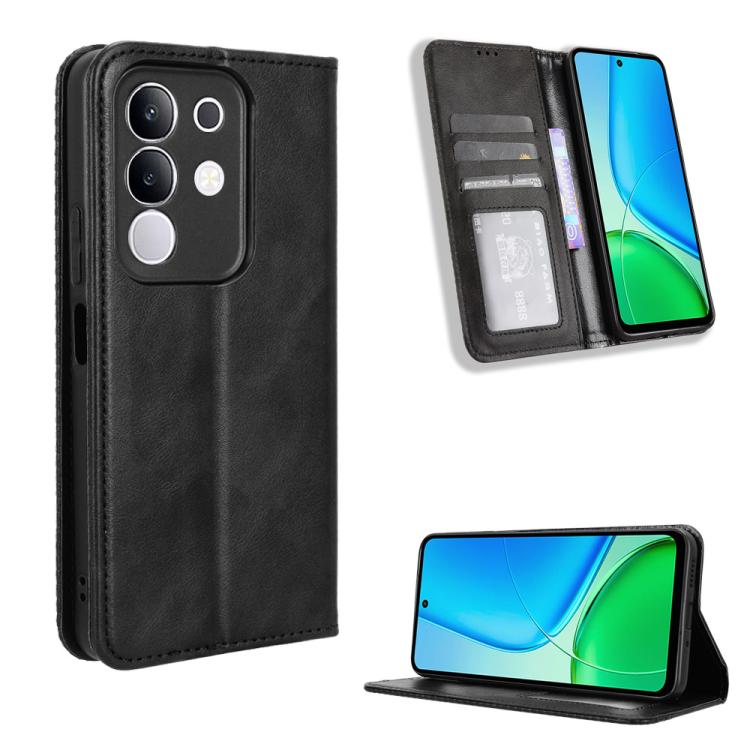 ซองใส่โทรศัพท์หนังพื้นผิวย้อนยุคหัวเข็มขัดแม่เหล็ก, For vivo X300, For vivo V60 Lite 4G / 5G, For vivo Y31 5G 2025, For vivo Y400 4G / 5G / iQOO Z10 Lite 4G, For vivo V60 5G, For vivo X200 FE / S30 Pro mini, For vivo X200s 5G                           ...