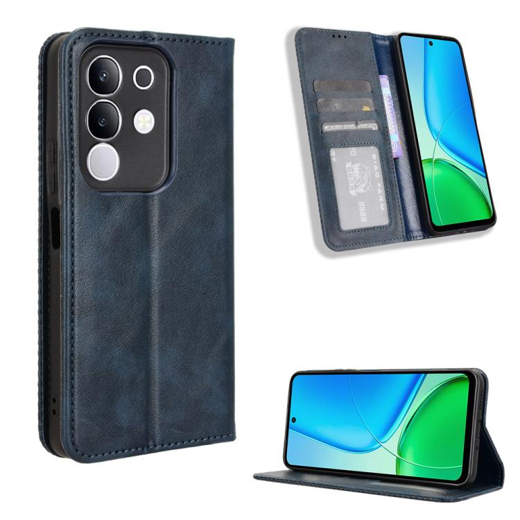 ซองใส่โทรศัพท์หนังพื้นผิวย้อนยุคหัวเข็มขัดแม่เหล็ก, For vivo X300, For vivo V60 Lite 4G / 5G, For vivo Y31 5G 2025, For vivo Y400 4G / 5G / iQOO Z10 Lite 4G, For vivo V60 5G, For vivo X200 FE / S30 Pro mini, For vivo X200s 5G                           ...