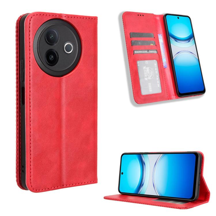 ซองใส่โทรศัพท์หนังพื้นผิวย้อนยุคหัวเข็มขัดแม่เหล็ก, For vivo X300, For vivo V60 Lite 4G / 5G, For vivo Y31 5G 2025, For vivo Y400 4G / 5G / iQOO Z10 Lite 4G, For vivo V60 5G, For vivo X200 FE / S30 Pro mini, For vivo X200s 5G                           ...