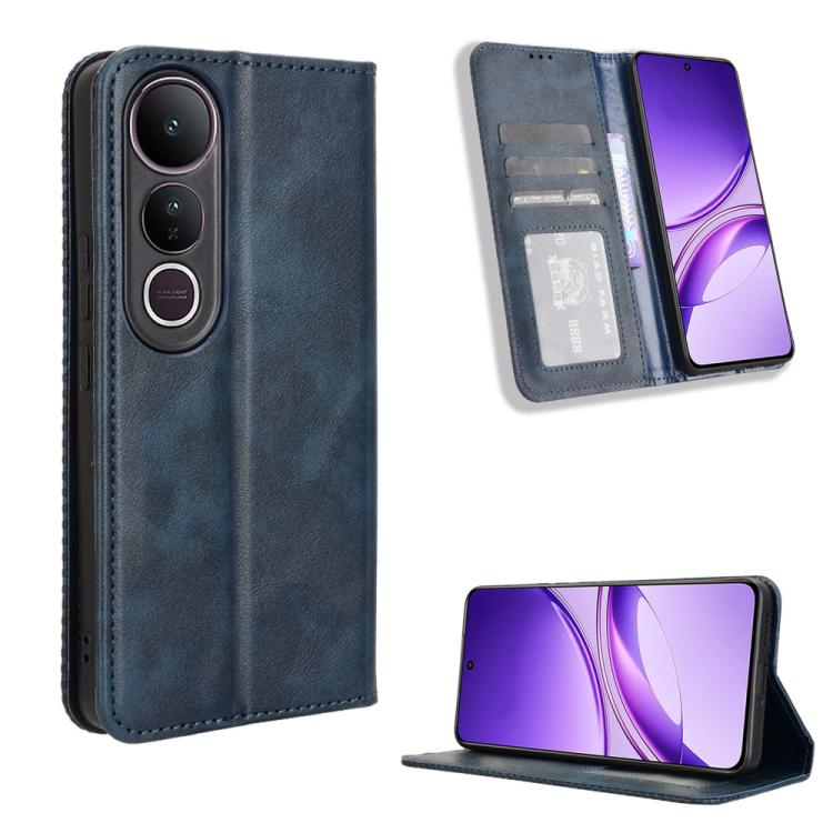 ซองใส่โทรศัพท์หนังพื้นผิวย้อนยุคหัวเข็มขัดแม่เหล็ก, For vivo X300, For vivo V60 Lite 4G / 5G, For vivo Y31 5G 2025, For vivo Y400 4G / 5G / iQOO Z10 Lite 4G, For vivo V60 5G, For vivo X200 FE / S30 Pro mini, For vivo X200s 5G                           ...