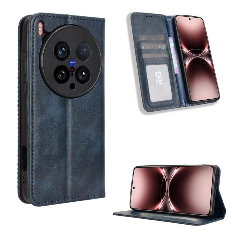 ซองใส่โทรศัพท์หนังพื้นผิวย้อนยุคหัวเข็มขัดแม่เหล็ก, For vivo X300, For vivo V60 Lite 4G / 5G, For vivo Y31 5G 2025, For vivo Y400 4G / 5G / iQOO Z10 Lite 4G, For vivo V60 5G, For vivo X200 FE / S30 Pro mini, For vivo X200s 5G                           ...
