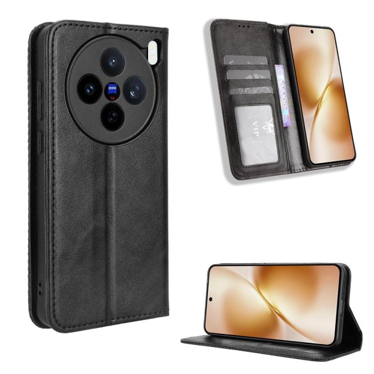 ซองใส่โทรศัพท์หนังพื้นผิวย้อนยุคหัวเข็มขัดแม่เหล็ก, For vivo X300, For vivo V60 Lite 4G / 5G, For vivo Y31 5G 2025, For vivo Y400 4G / 5G / iQOO Z10 Lite 4G, For vivo V60 5G, For vivo X200 FE / S30 Pro mini, For vivo X200s 5G                           ...