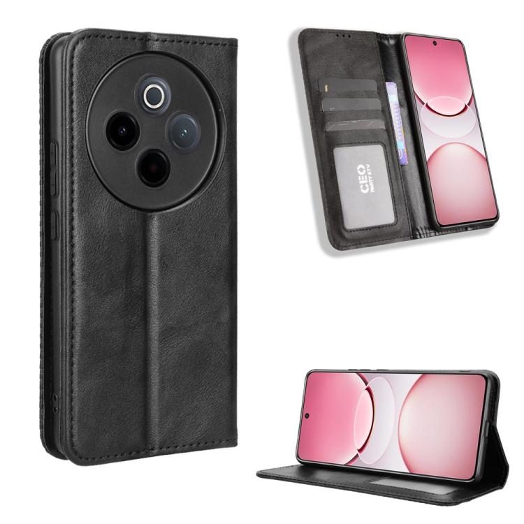 ซองใส่โทรศัพท์หนังพื้นผิวย้อนยุคหัวเข็มขัดแม่เหล็ก, For vivo X300, For vivo V60 Lite 4G / 5G, For vivo Y31 5G 2025, For vivo Y400 4G / 5G / iQOO Z10 Lite 4G, For vivo V60 5G, For vivo X200 FE / S30 Pro mini, For vivo X200s 5G                           ...