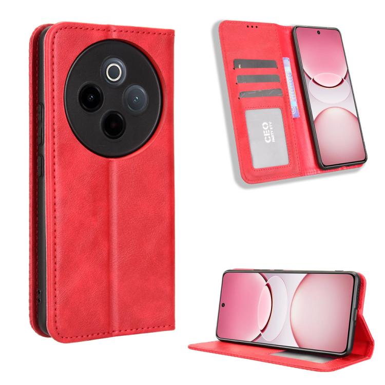 ซองใส่โทรศัพท์หนังพื้นผิวย้อนยุคหัวเข็มขัดแม่เหล็ก, For vivo X300, For vivo V60 Lite 4G / 5G, For vivo Y31 5G 2025, For vivo Y400 4G / 5G / iQOO Z10 Lite 4G, For vivo V60 5G, For vivo X200 FE / S30 Pro mini, For vivo X200s 5G                           ...