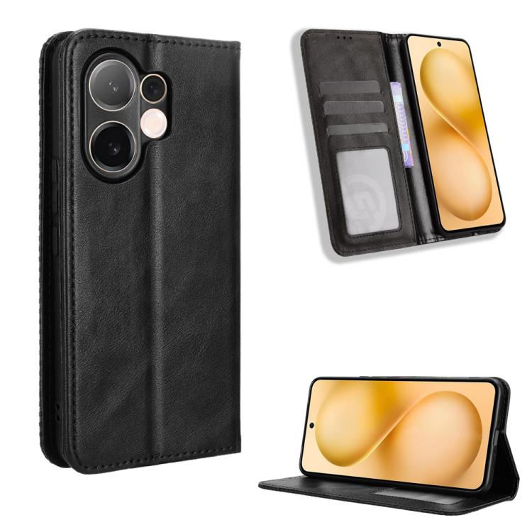ซองใส่โทรศัพท์หนังพื้นผิวย้อนยุคหัวเข็มขัดแม่เหล็ก, For vivo X300, For vivo V60 Lite 4G / 5G, For vivo Y31 5G 2025, For vivo Y400 4G / 5G / iQOO Z10 Lite 4G, For vivo V60 5G, For vivo X200 FE / S30 Pro mini, For vivo X200s 5G                           ...
