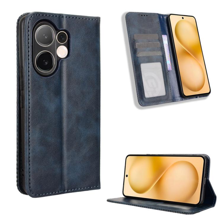 ซองใส่โทรศัพท์หนังพื้นผิวย้อนยุคหัวเข็มขัดแม่เหล็ก, For vivo X300, For vivo V60 Lite 4G / 5G, For vivo Y31 5G 2025, For vivo Y400 4G / 5G / iQOO Z10 Lite 4G, For vivo V60 5G, For vivo X200 FE / S30 Pro mini, For vivo X200s 5G                           ...