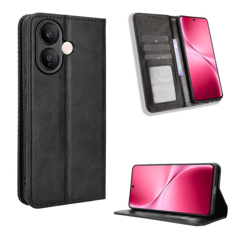 ซองใส่โทรศัพท์หนังพื้นผิวย้อนยุคหัวเข็มขัดแม่เหล็ก, For vivo X300, For vivo V60 Lite 4G / 5G, For vivo Y31 5G 2025, For vivo Y400 4G / 5G / iQOO Z10 Lite 4G, For vivo V60 5G, For vivo X200 FE / S30 Pro mini, For vivo X200s 5G                           ...