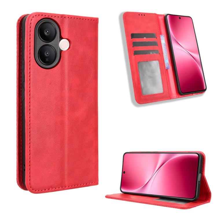 ซองใส่โทรศัพท์หนังพื้นผิวย้อนยุคหัวเข็มขัดแม่เหล็ก, For vivo X300, For vivo V60 Lite 4G / 5G, For vivo Y31 5G 2025, For vivo Y400 4G / 5G / iQOO Z10 Lite 4G, For vivo V60 5G, For vivo X200 FE / S30 Pro mini, For vivo X200s 5G                           ...
