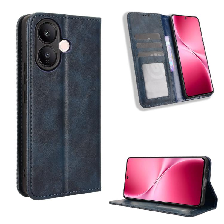 ซองใส่โทรศัพท์หนังพื้นผิวย้อนยุคหัวเข็มขัดแม่เหล็ก, For vivo X300, For vivo V60 Lite 4G / 5G, For vivo Y31 5G 2025, For vivo Y400 4G / 5G / iQOO Z10 Lite 4G, For vivo V60 5G, For vivo X200 FE / S30 Pro mini, For vivo X200s 5G                           ...