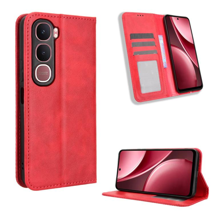 ซองใส่โทรศัพท์หนังพื้นผิวย้อนยุคหัวเข็มขัดแม่เหล็ก, For vivo X300, For vivo V60 Lite 4G / 5G, For vivo Y31 5G 2025, For vivo Y400 4G / 5G / iQOO Z10 Lite 4G, For vivo V60 5G, For vivo X200 FE / S30 Pro mini, For vivo X200s 5G                           ...