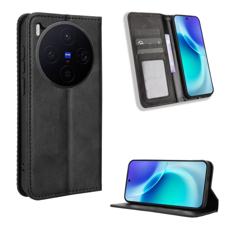 ซองใส่โทรศัพท์หนังพื้นผิวย้อนยุคหัวเข็มขัดแม่เหล็ก, For vivo X300, For vivo V60 Lite 4G / 5G, For vivo Y31 5G 2025, For vivo Y400 4G / 5G / iQOO Z10 Lite 4G, For vivo V60 5G, For vivo X200 FE / S30 Pro mini, For vivo X200s 5G                           ...