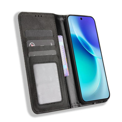 ซองใส่โทรศัพท์หนังพื้นผิวย้อนยุคหัวเข็มขัดแม่เหล็ก, For vivo X300, For vivo V60 Lite 4G / 5G, For vivo Y31 5G 2025, For vivo Y400 4G / 5G / iQOO Z10 Lite 4G, For vivo V60 5G, For vivo X200 FE / S30 Pro mini, For vivo X200s 5G                           ...